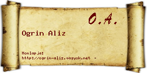 Ogrin Aliz névjegykártya